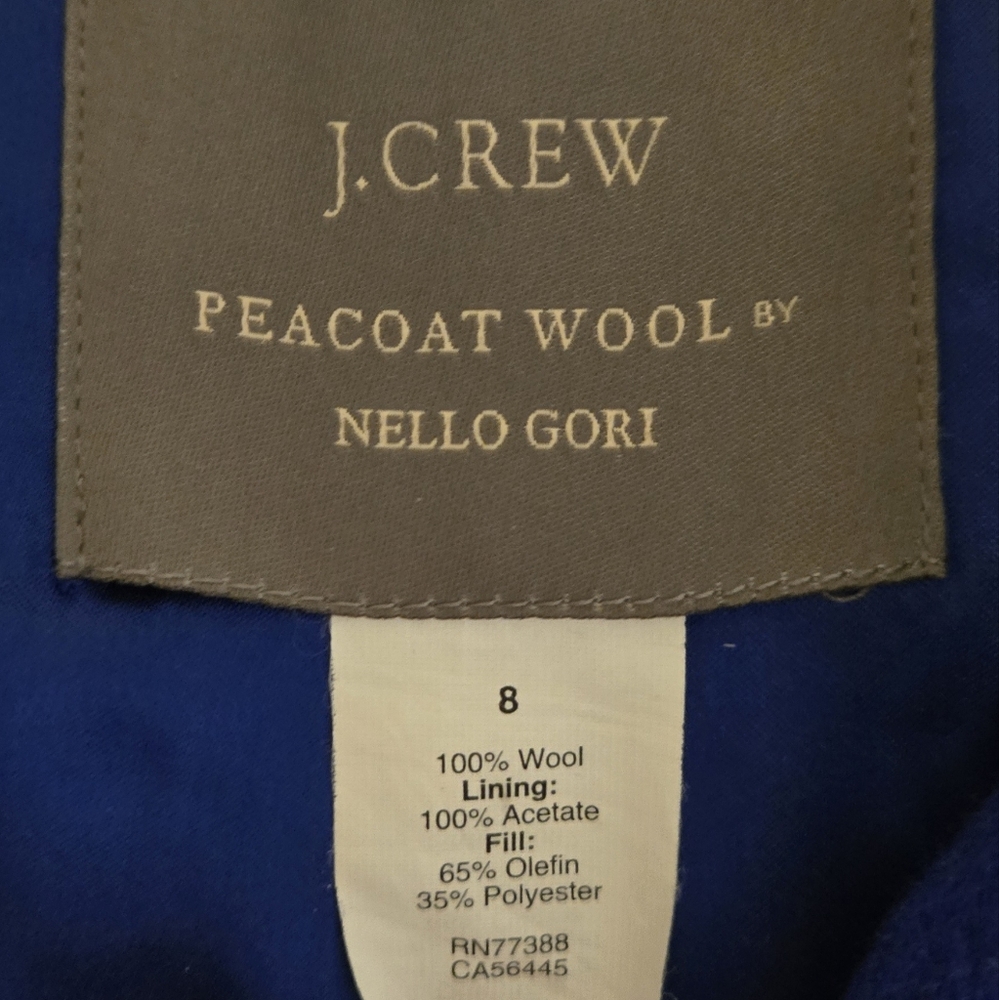 J. Crew 100% Wool by Nello Gori Peacoat, size 8 - Picture 4 of 11
